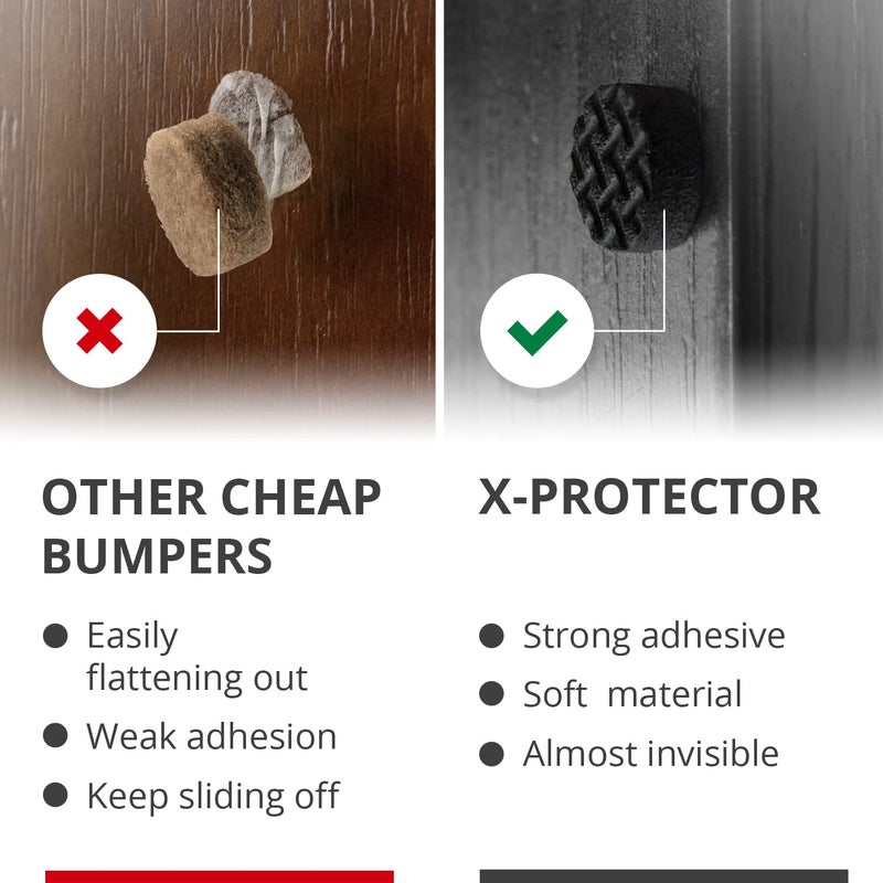 X-Protector Cabinet Door Bumpers 100 PCS Small Black Rubber Pads 3/8' Self-Adhesive Thick Dots Protect Glass & Surfaces - Image 4